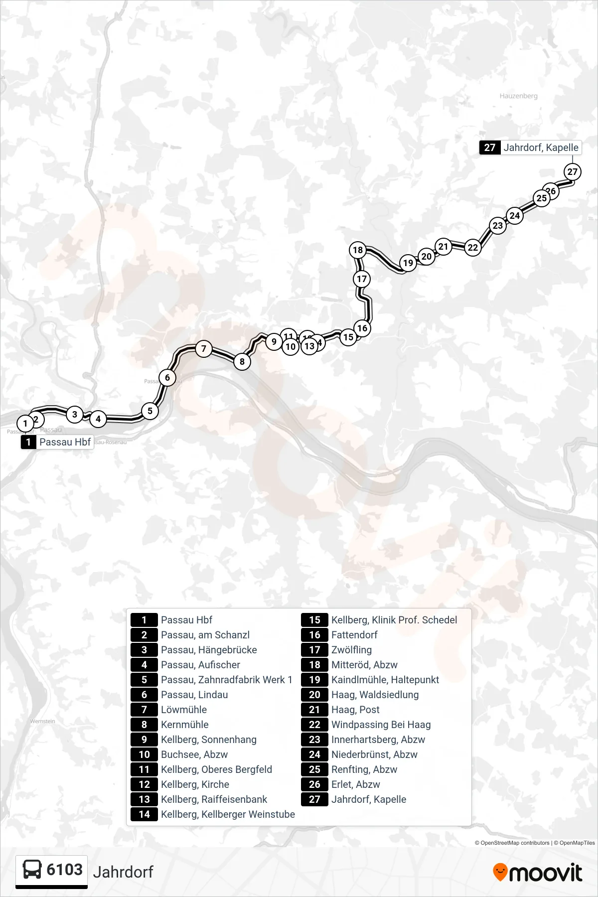 Linie 6103 (Bus) Richtung Jahrdorf: Route und Haltestellen auf der Karte