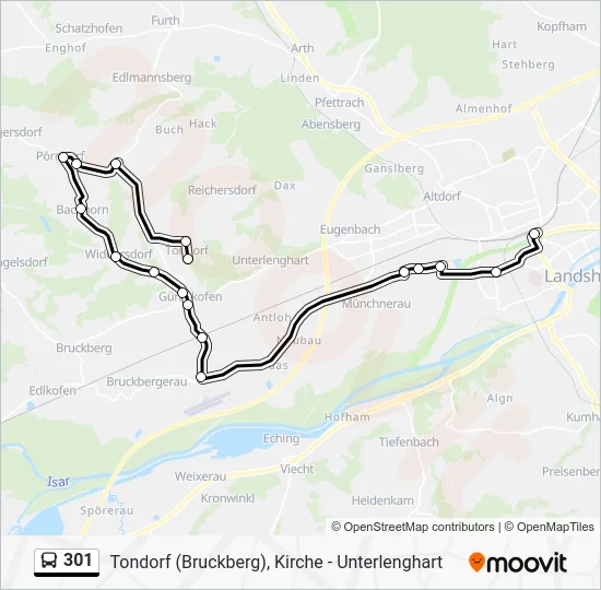Автобус 301: карта маршрута