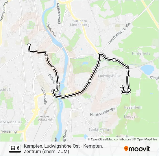 Автобус 6: карта маршрута