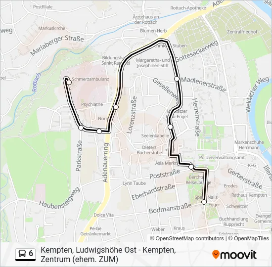 Автобус 6: карта маршрута