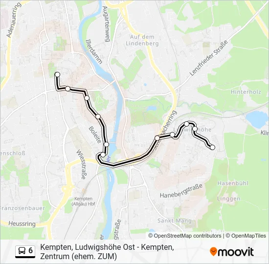 Автобус 6: карта маршрута