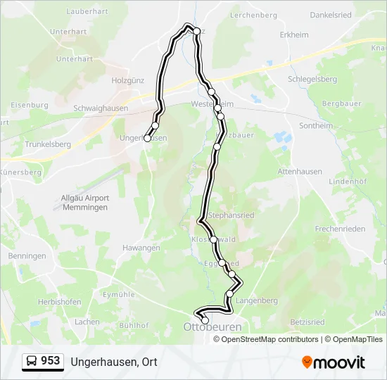 953 Bus Line Map