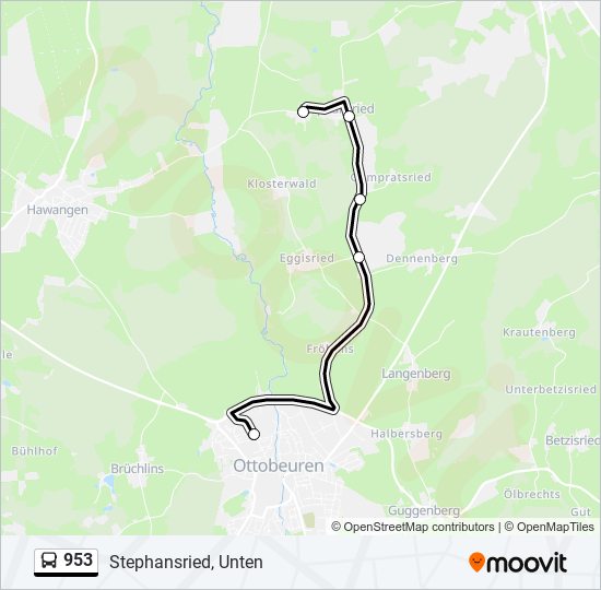 Автобус 953: карта маршрута