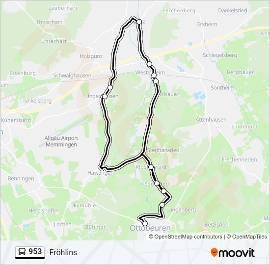 Автобус 953: карта маршрута