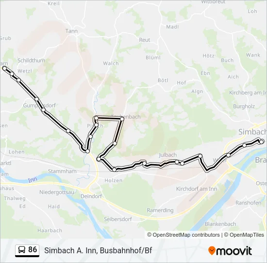 86 Bus Line Map