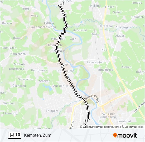 Автобус 10: карта маршрута