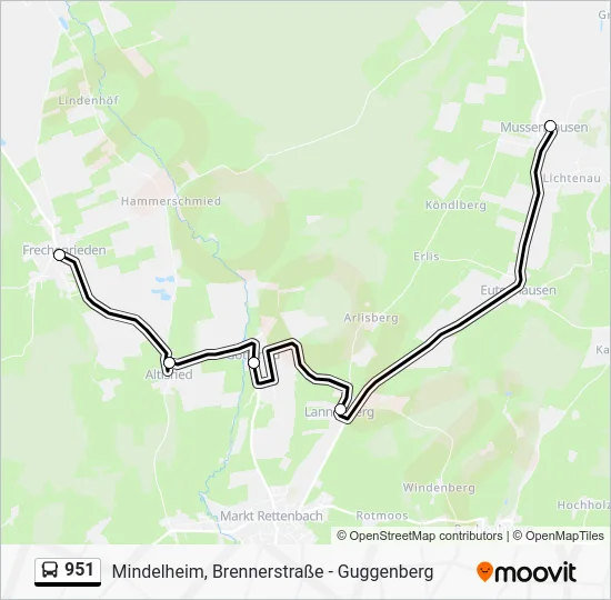 Автобус 951: карта маршрута