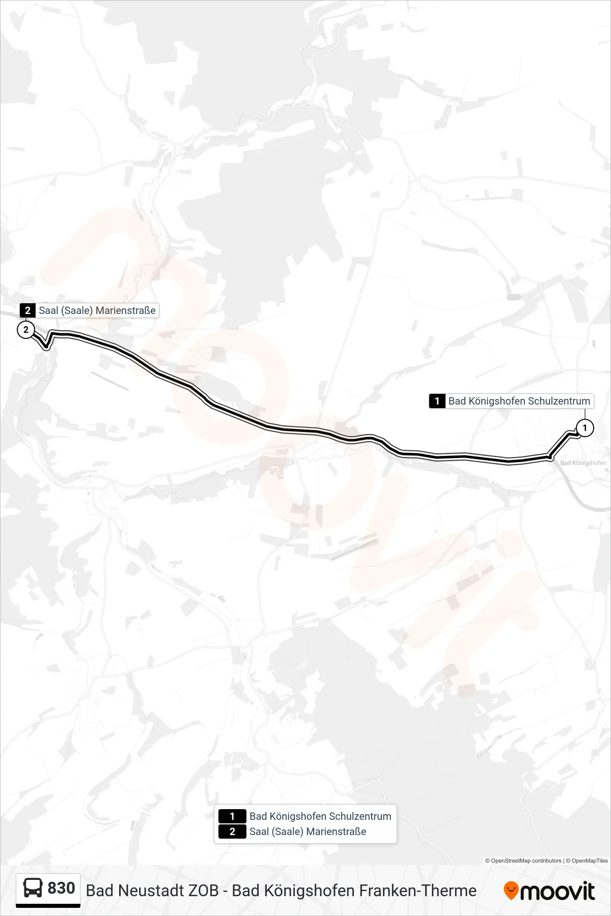 830 bus Line (Saal Marienstraße) route and stops on a map