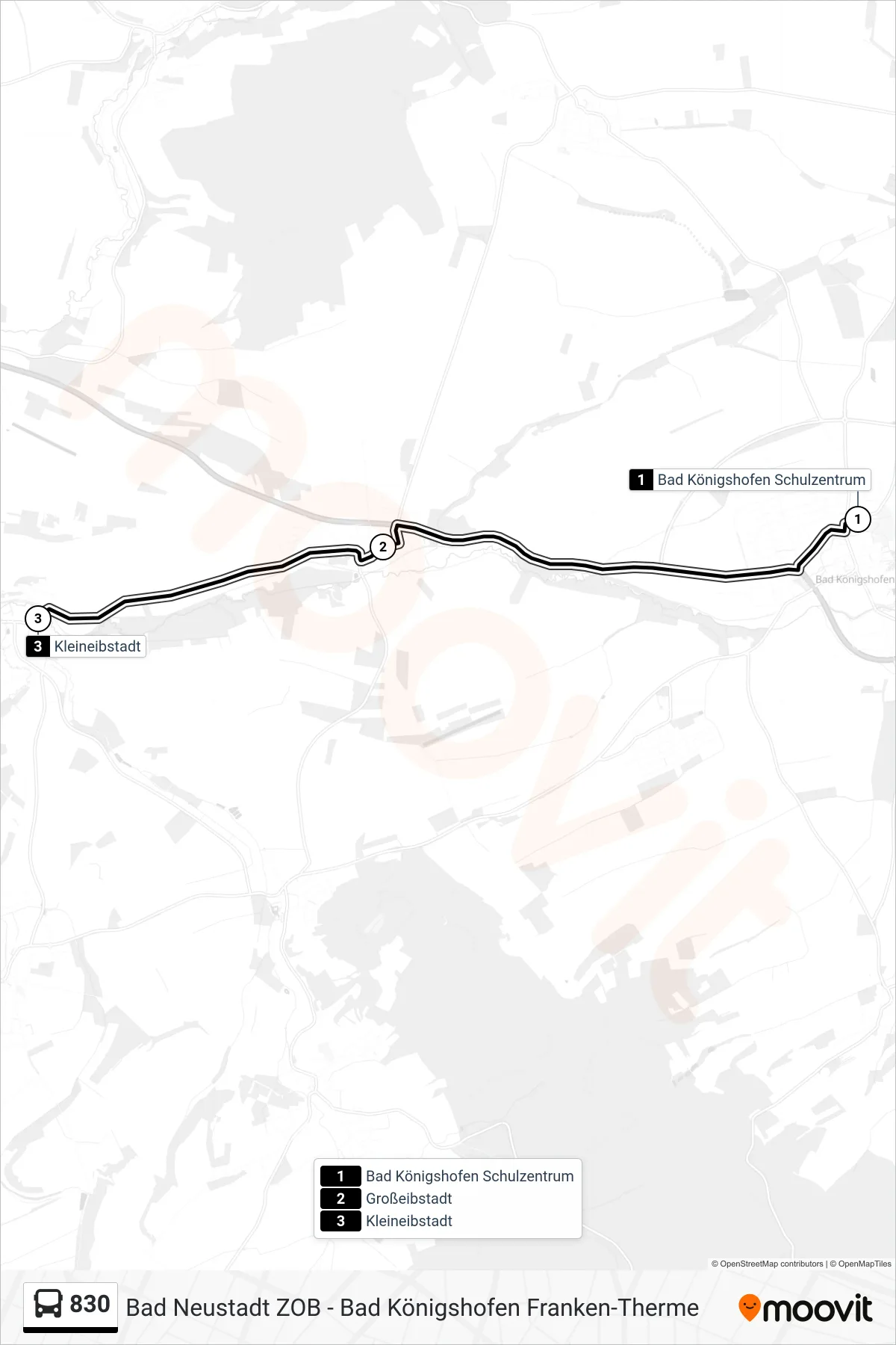 830 bus Line (Kleineibstadt) route and stops on a map