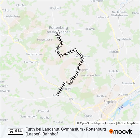 614 Route: Schedules, Stops & Maps - Rottenburg (Laaber), Bahnhof (Updated)