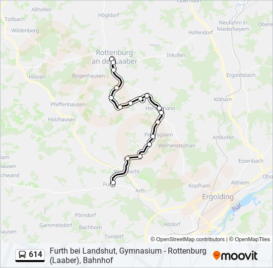 614 Route Fahrpläne, Haltestellen & Karten Furth Bei Landshut
