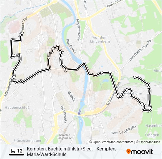 Автобус 12: карта маршрута