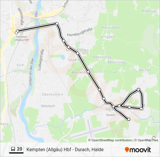 Автобус 20: карта маршрута