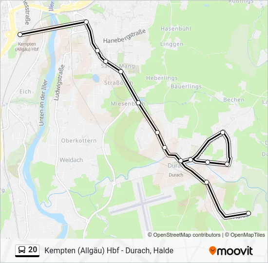 Автобус 20: карта маршрута