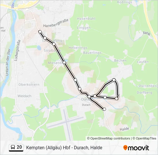 Автобус 20: карта маршрута