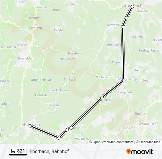 821 Bus Line Map