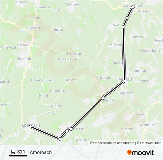 821 Bus Line Map