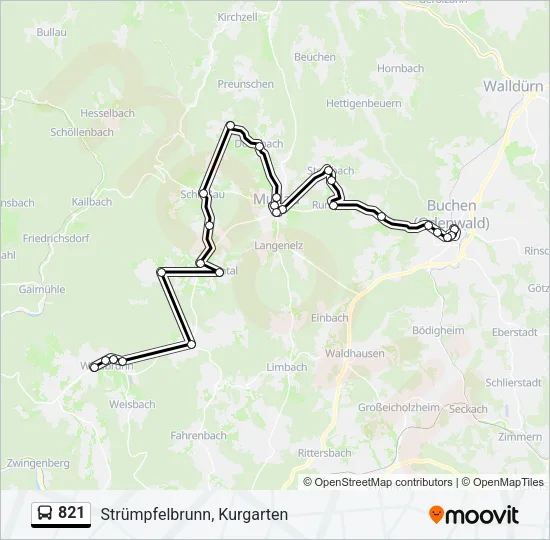 821 Bus Line Map