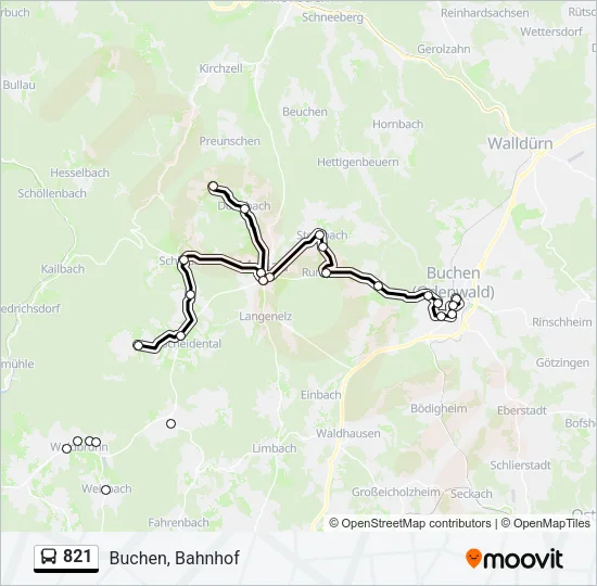 821 Bus Line Map