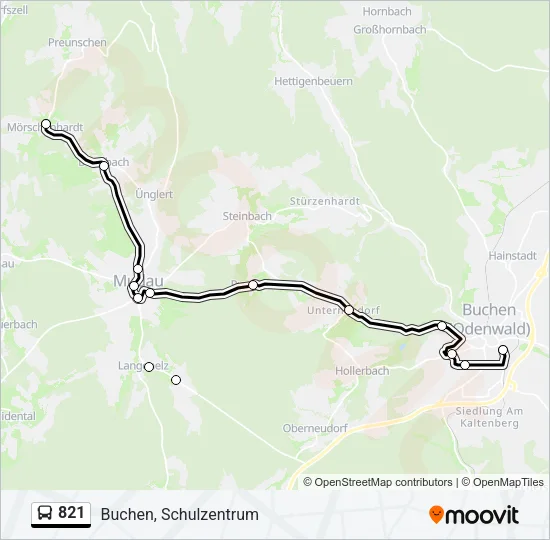 821 Bus Line Map