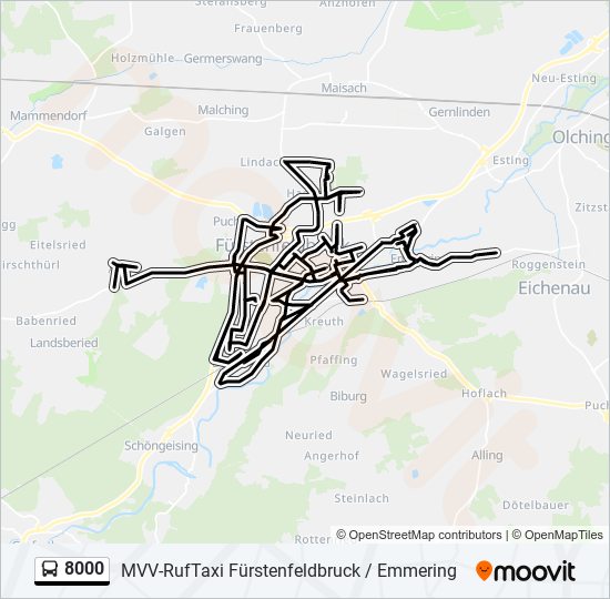 Buslinie 8000 Karte