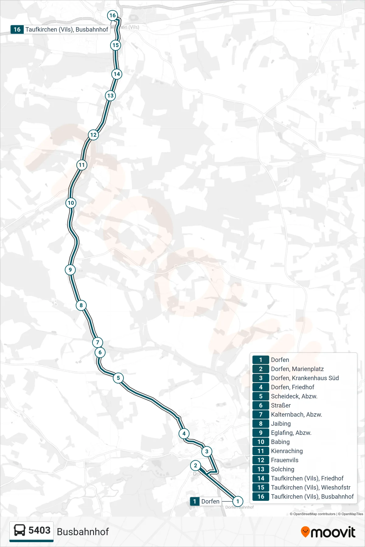 5403 bus Line (Busbahnhof) route and stops on a map