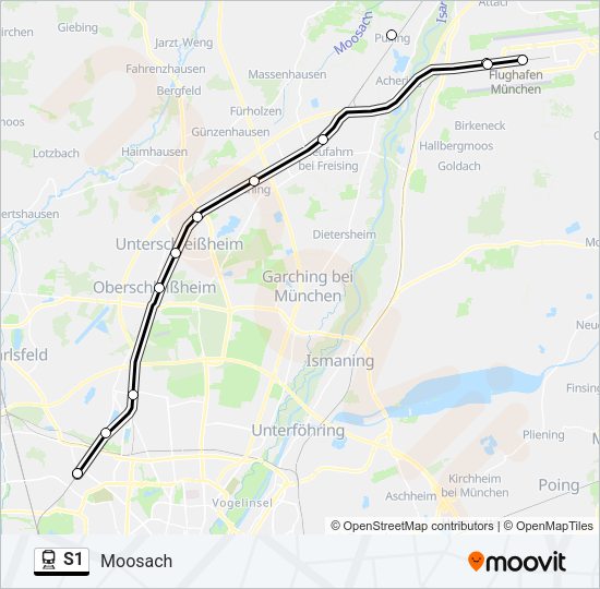 Поезд S1: карта маршрута