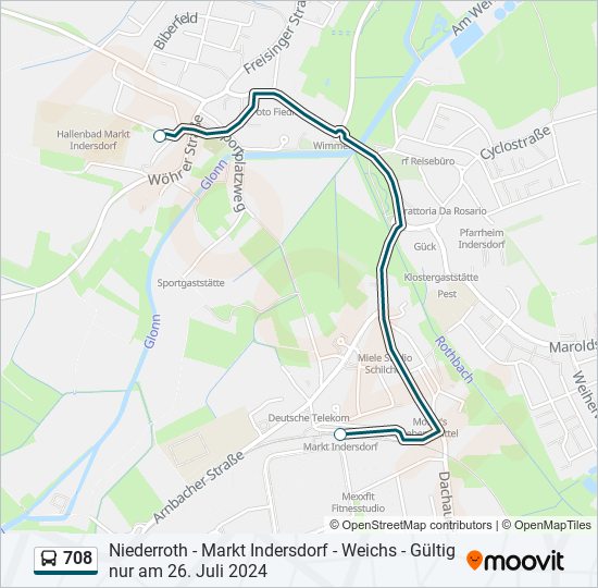 708 bus Line Map