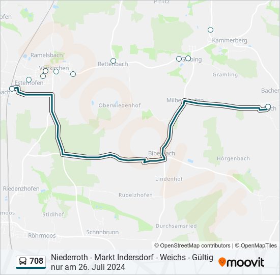 Buslinie 708 Karte