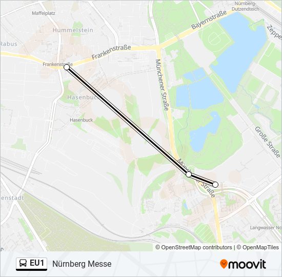 Автобус EU1: карта маршрута