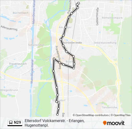 Автобус N29: карта маршрута