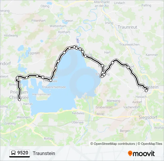 Автобус 9520: карта маршрута
