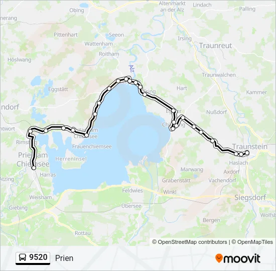 Автобус 9520: карта маршрута