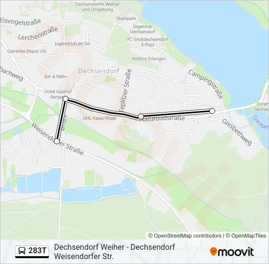 283T Bus Line Map