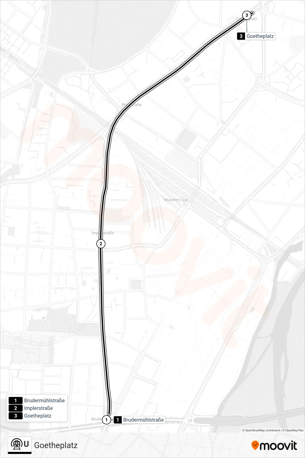 Linie U (U-Bahn) Richtung Goetheplatz: Route und Haltestellen auf der Karte