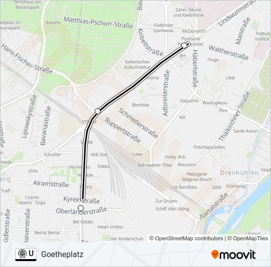 Метро U: карта маршрута