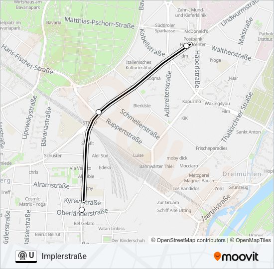 Метро U: карта маршрута