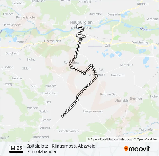 Автобус 25: карта маршрута
