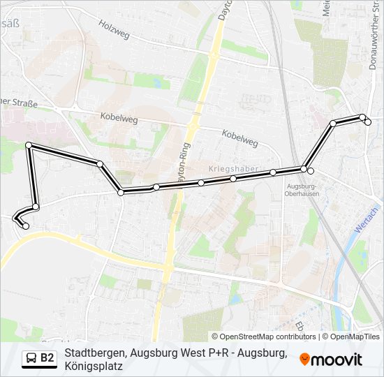 Автобус B2: карта маршрута