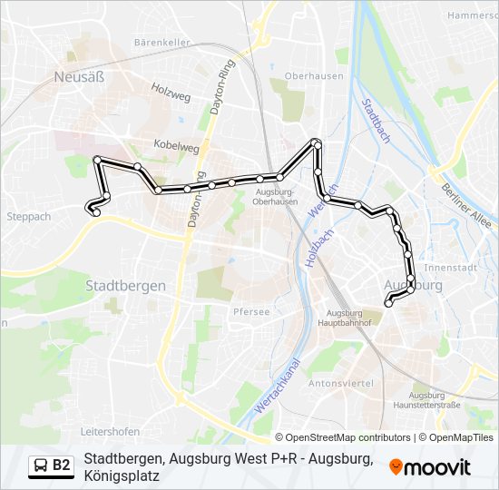 Автобус B2: карта маршрута