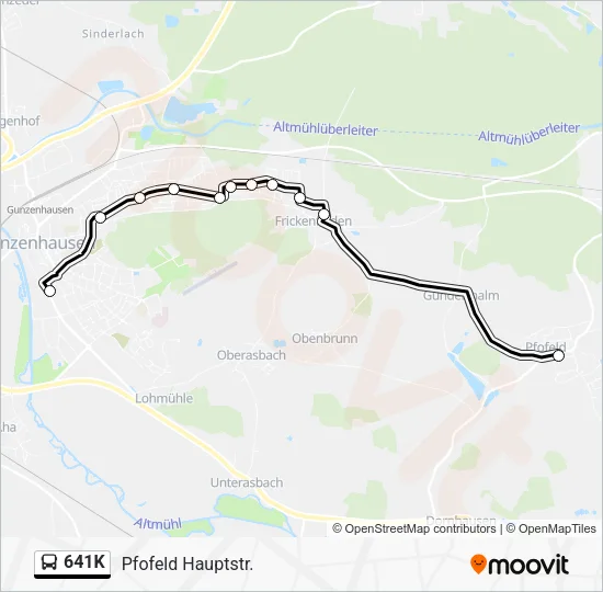 Автобус 641K: карта маршрута