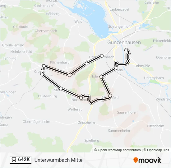 Автобус 642K: карта маршрута