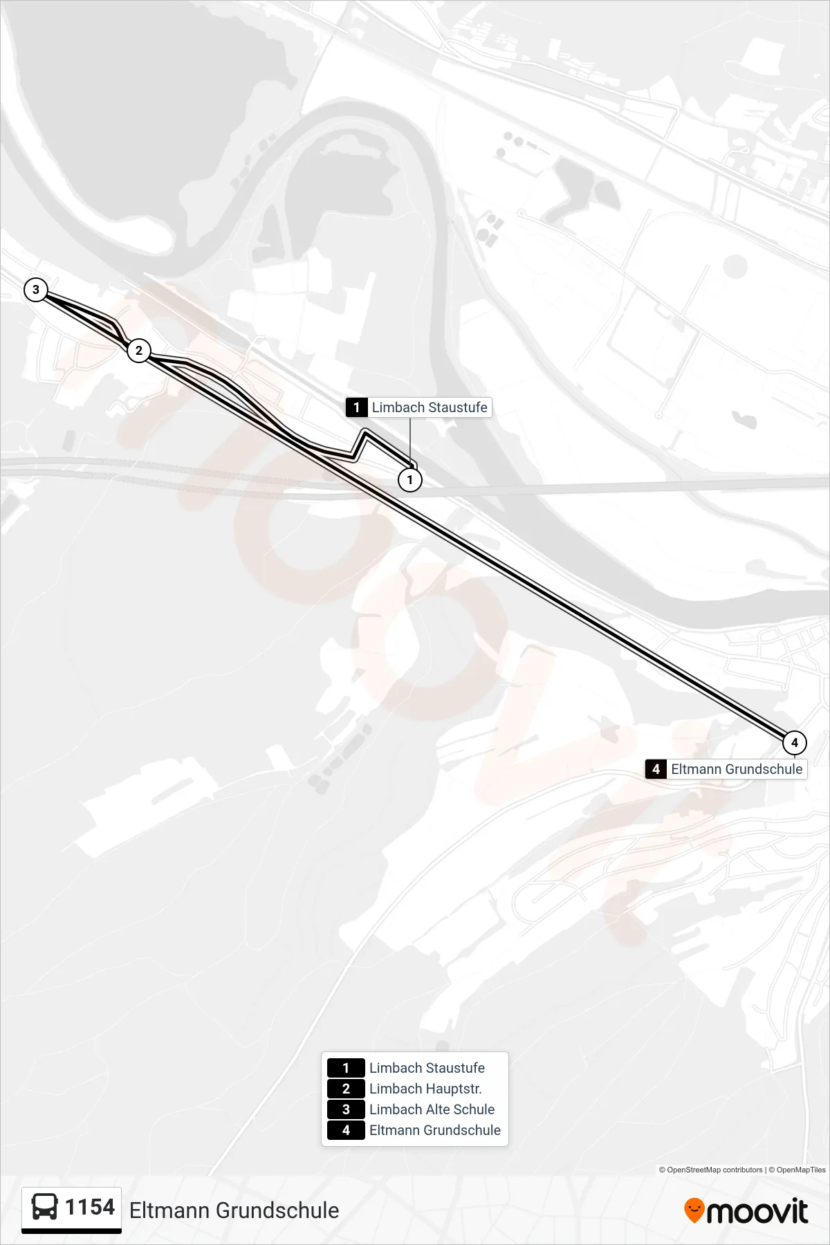 1154 bus Line (Eltmann Grundschule) route and stops on a map