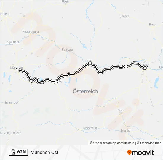 Поезд 62N: карта маршрута