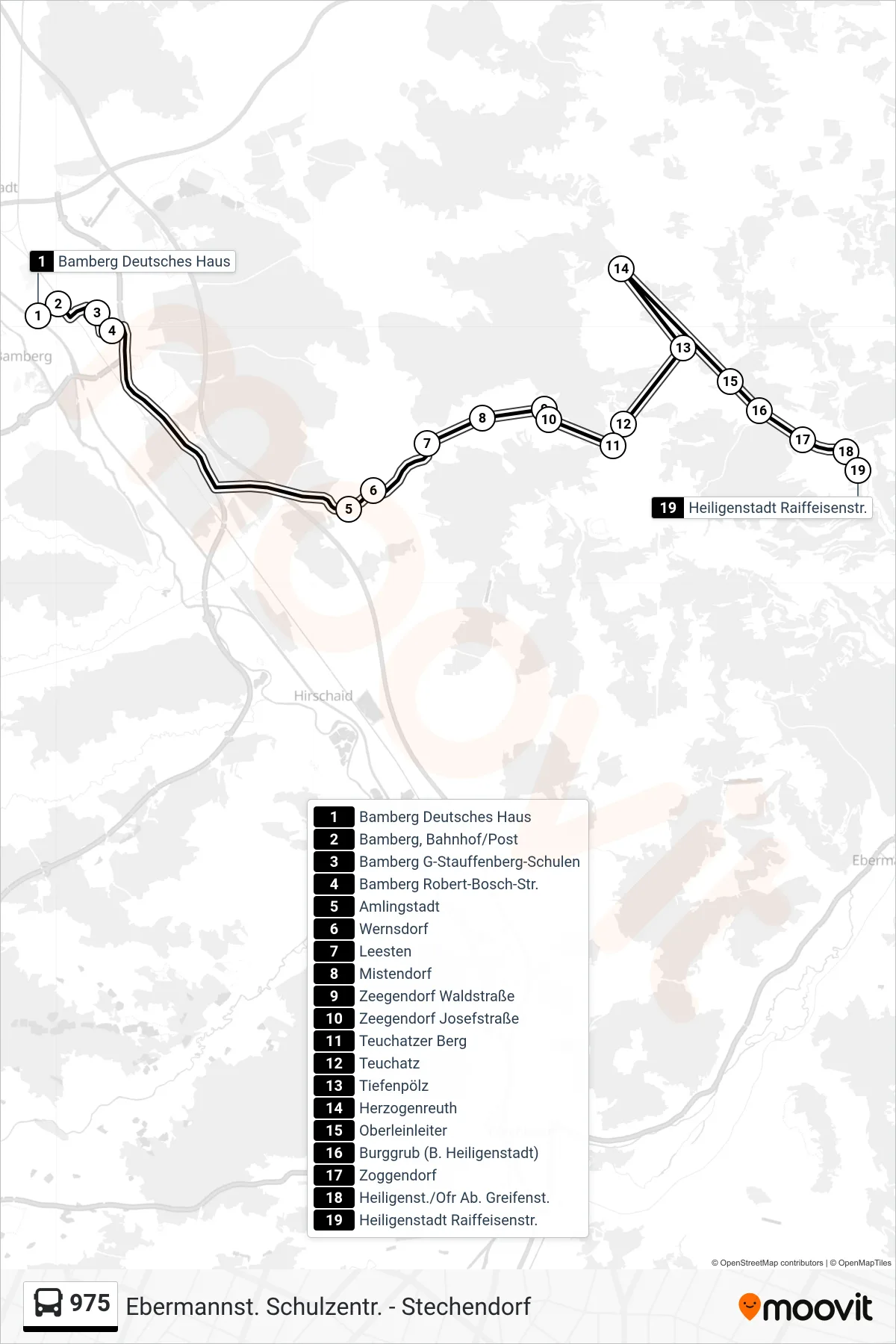 975 bus Line (Heiligenstadt) route and stops on a map