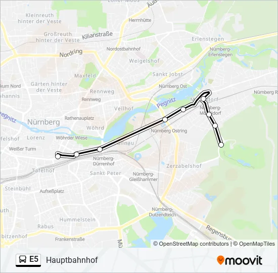 E5 Bus Line Map