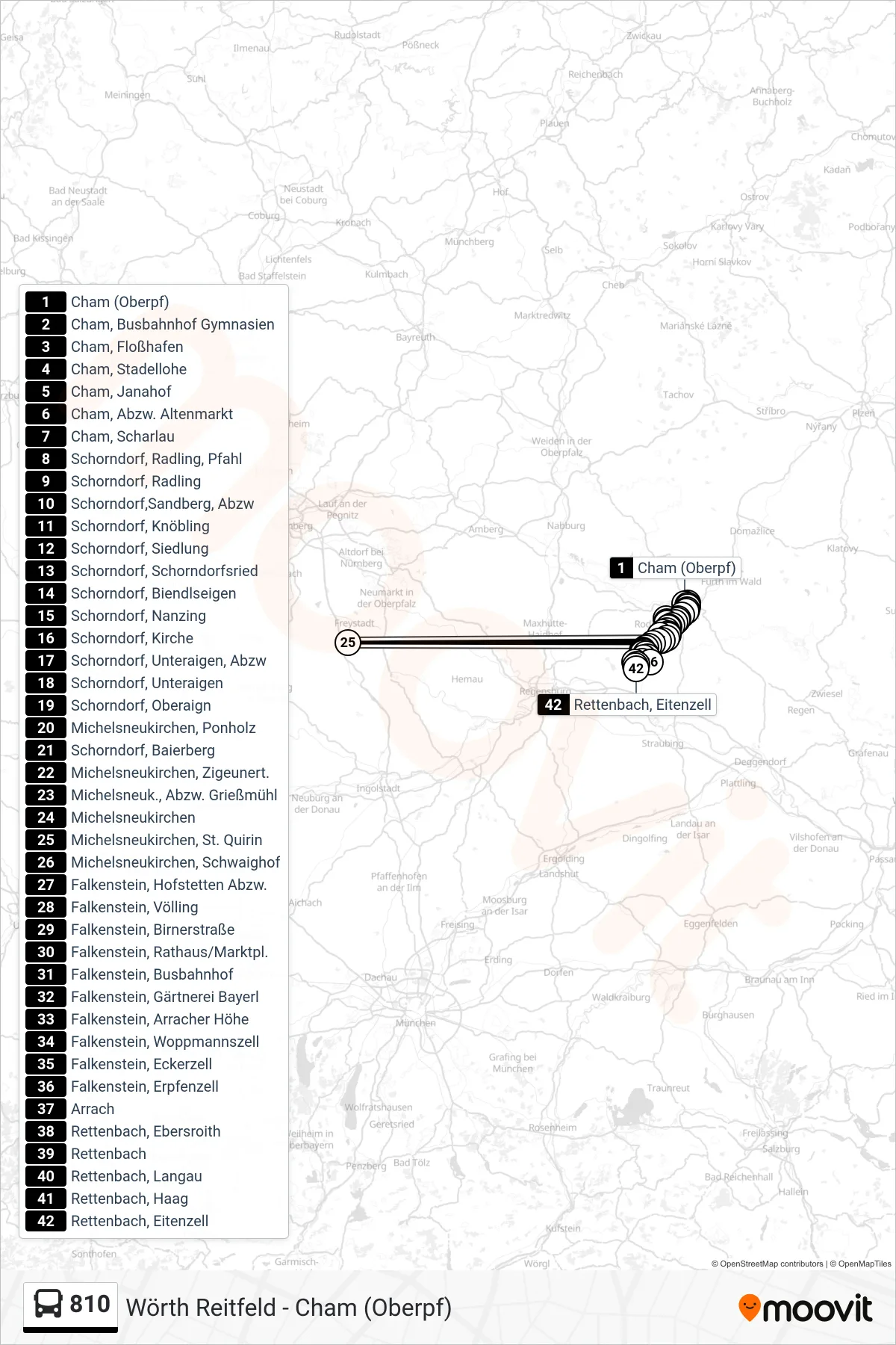Linie 810 (Bus) Richtung Eitenzell: Route und Haltestellen auf der Karte