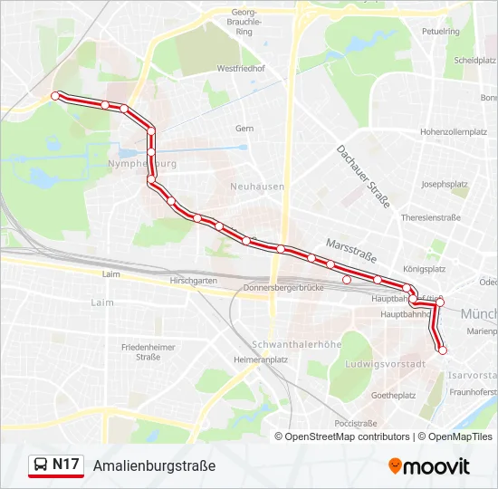 Автобус N17: карта маршрута
