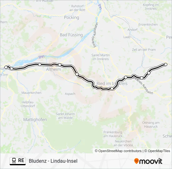 Поезд RE: карта маршрута