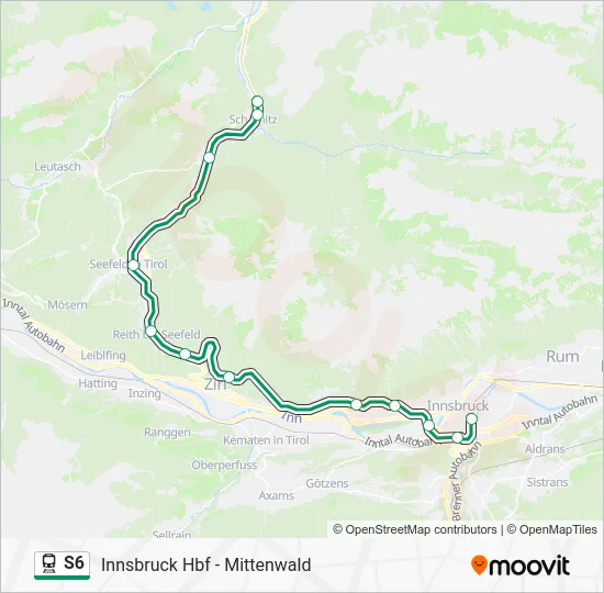 Поезд S6: карта маршрута